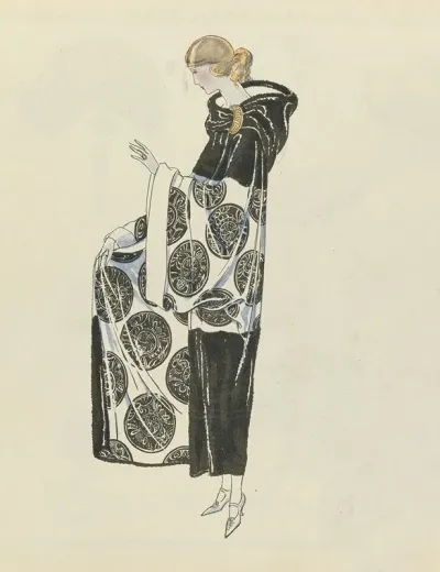 Gazette Du Bon Ton 1922 No 9 Loutre Et Velours Imprime Tissu De Bianchini