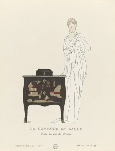 Gazette Du Bon Ton La Commode En Laque Robe Du Soir De Worth
