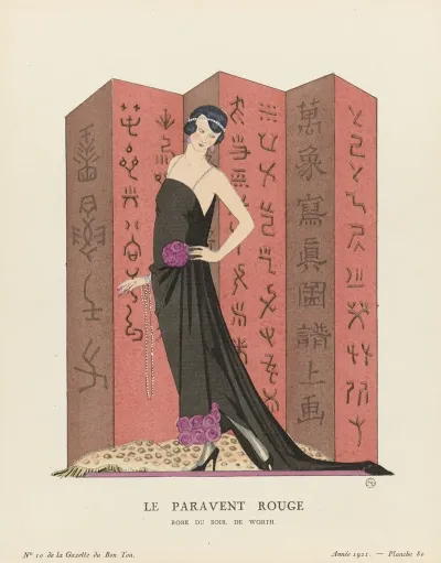 Gazette Du Bon Ton Le Paravent Rouge Robe Du Soir De Worth