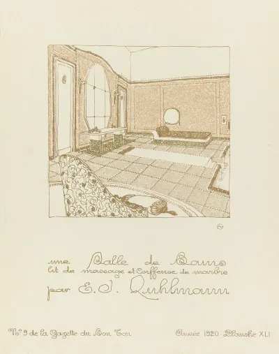 Gazette Du Bon Ton Une Salle De Bain Lit De Massage Et Coiffeuse De Marbre E D Ruhlmann