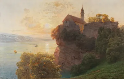 Gebhart Chapel On The Gebhartsberg Near Bregenz On Lake Constance Evening