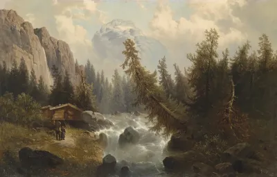 Gebirgslandschaft Mit Bach
