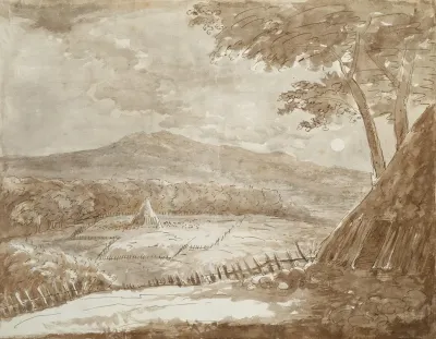 Gebirgslandschaft Mit Heupyramiden Im Mondschein
