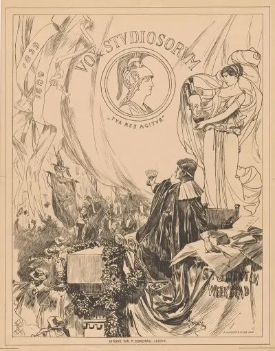 Gedenkblad Van Vox Studiosorum Ter Gelegenheid Van Het 50 Jarig Bestaan Der Studentensocieteit Minerva Te Leiden