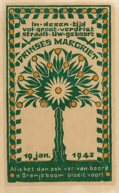 Gedenkprent Bij De Geboorte Van Prinses Margriet 19 Januari 1943 2