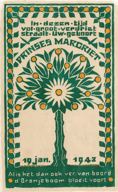 Gedenkprent Bij De Geboorte Van Prinses Margriet 19 Januari 1943