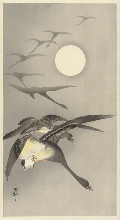 Geese At Full Moon 2