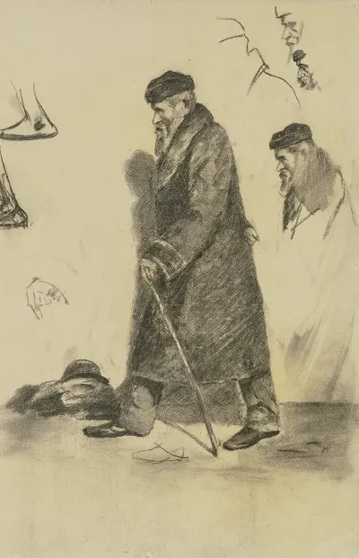 Gehender Mann In Mantel Und Pelzmutze
