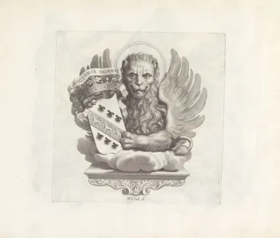 Gekroond Wapenschild Met De Leeuw Van Sint Marcus