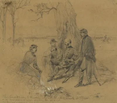Gen Burndside Visiting Gn Franklin Giving Him The Order To Evacuate His Position On The Battlefield On The Right Sunday Eve All At Rest