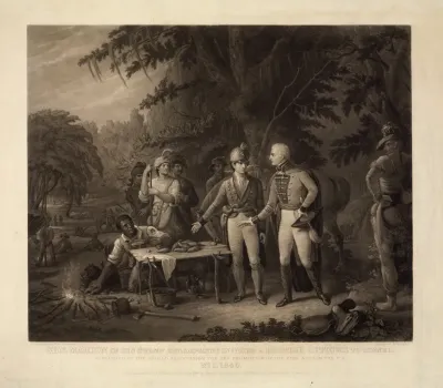 Gen Marion In His Swamp Encampment Inviting A British Officer To Dinner