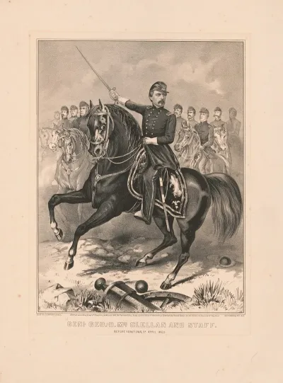General George Brinton Mcclellan And Staff Before Yorktown Va April 1862