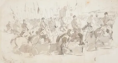 General Mcclellans Sixth Cavalry Regiment Embarking At Alexandria For Old Point Comfort