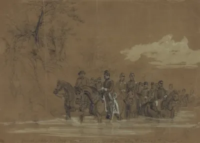 General Sickles And Staff In A Reconnoitering Expedition Along The Banks Of The Potomac