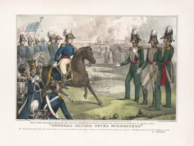 General Taylor Never Surrenders Santa Annas Messengers Requesting Genl Taylor To Surrender His Forces At Discretion Previous To The Battle Of Buena Vista