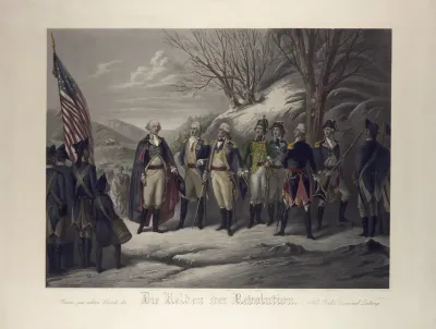 General Washington Standing With Johann De Kalb Baron Von Steuben Kazimierz Pulaski And Other Officers During The Revolutionary War