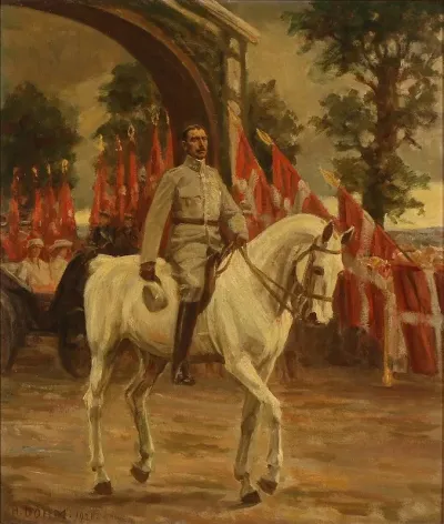 Genforeningen Den 10 Juli 1920 Kong Christian X Rider Igennem Aeresporten Ved Frederikhoj