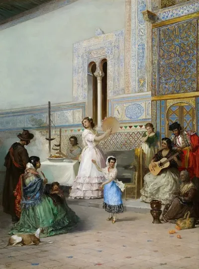 Genre Scene At The Alcazar Of Seville