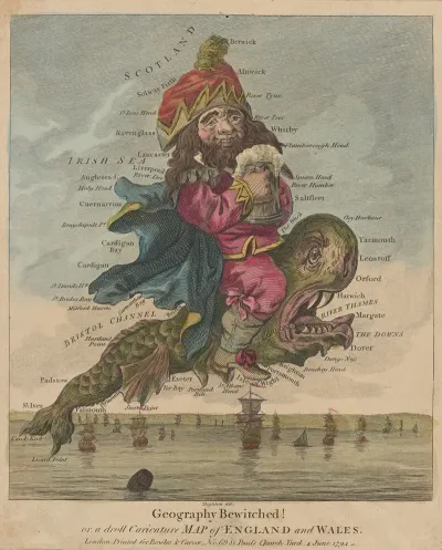 Geography Bewitched Or A Droll Caricature Map Of England And Wales