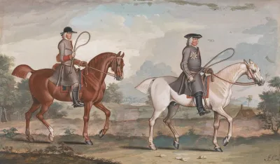 George Montague First Earl Of Halifax On His White Hunter Ironside With His Groom On Justice A Chestnut Foaled In 1721
