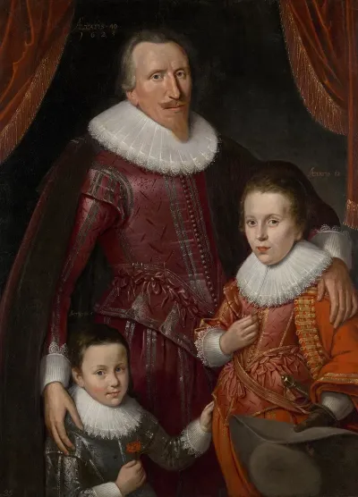 George Seton 8th Lord Seton And 3rd Earl Of Winton 1584 1650 Royalist With His Sons