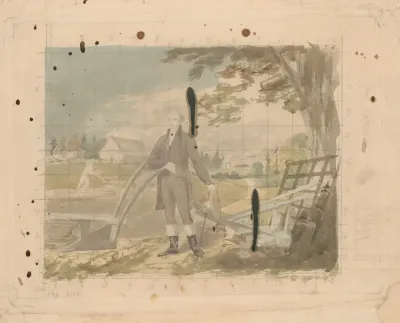 George Washington Standing At A Plow With Mount Vernon In The Background