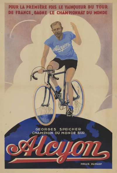Georges Speicher Champion Du Monde Sur Alcyon Pneus Dunlop