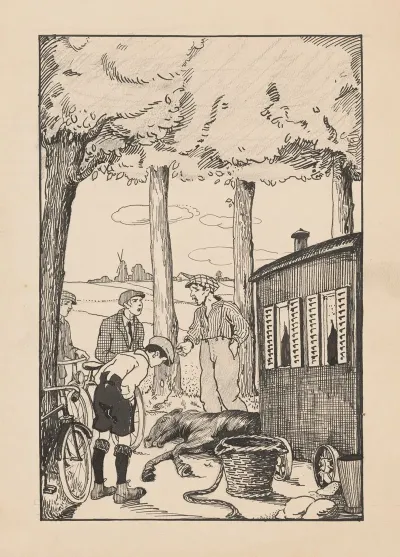 Gevallen Paard Bij Een Woonwagen