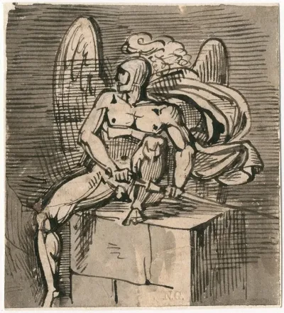 Gevleugelde Bewapende Mannenfiguur