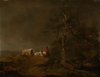 Gewitterlandschaft Mit Bauernwagen
