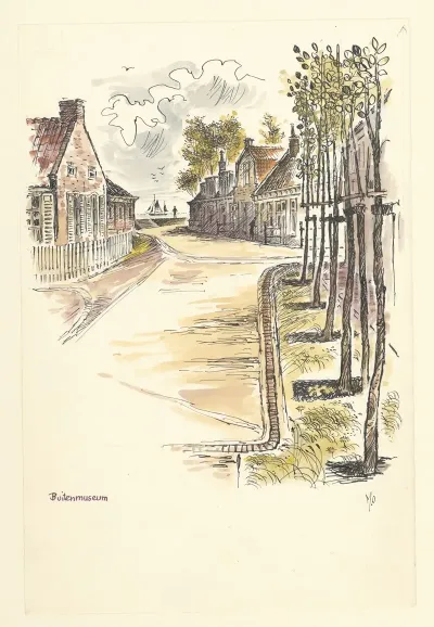 Gezicht In Een Van De Straatjes Van Het Buitenmuseum Van Het Zuiderzee Museum Te Enkhuizen