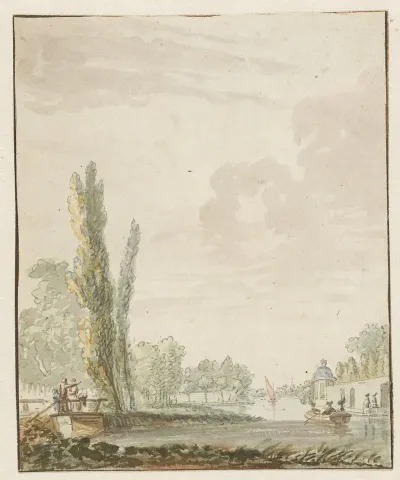 Gezicht Langs Een Rivier Met Rechts Een Theekoepelje