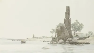 Gezicht Op Cap Acurasi En Resten Van Oude Toren Aan Middeleeuwse Route Tussen Taormina En Catanie