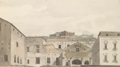 Gezicht Op Castel Santelmo En Het Klooster Vanaf Chiaja