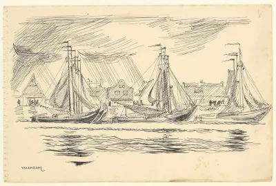 Gezicht Op De Haven Van Volendam Vanaf Het Markermeer
