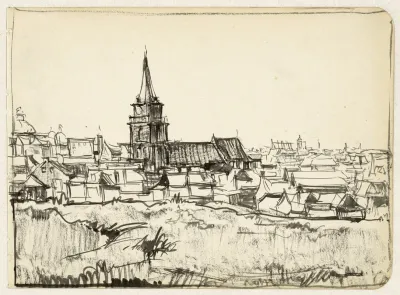 Gezicht Op De Kerk Temidden Van Lage Huizen Te Scheveningen