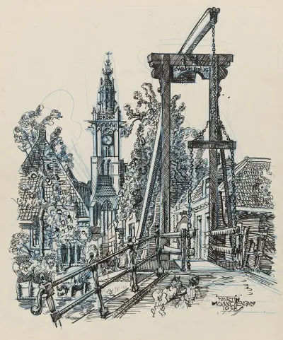 Gezicht Op De Kwakelbrug En De Toren Van De Onze Lieve Vrouwekerk Te Edam