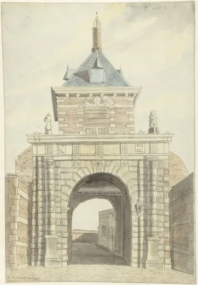Gezicht Op De Oude Vriesche Poort Te Alkmaar Van Voren