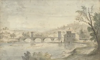 Gezicht Op De Ponte Molle Te Rome