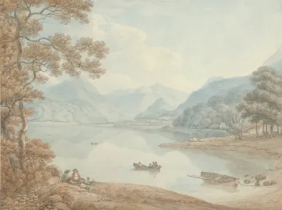 Gezicht Op Derwent Water In De Richting Van Borrowdale Cumberland
