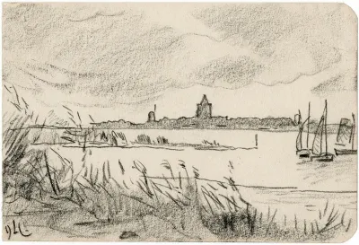 Gezicht Op Dorp Aan Een Meer