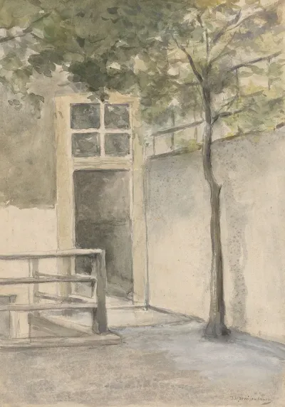 Gezicht Op Een Binnenplaats Vanuit Het Atelier Van De Kunstenaar In De Kazernestraat Te Den Haag