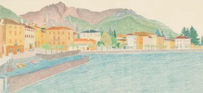 Gezicht Op Een Italiaanse Stad Aan Het Water