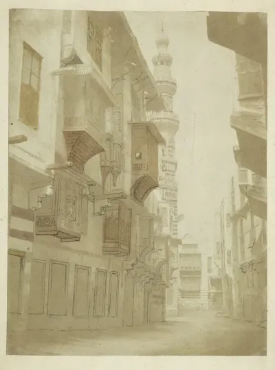 Gezicht Op Een Straat Met Minaret In Cairo