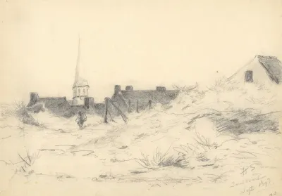 Gezicht Op Het Dorp Vanuit De Duinen