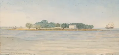 Gezicht Op Het Eiland Kuiper In De Baai Van Batavia 2