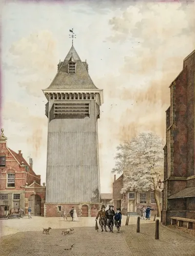 Gezicht Op Het Klokhuisplein Met De Klokhuistoren