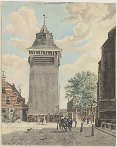 Gezicht Op Het Klokhuisplein Vanaf De Riviervismarkt Met Op De Achtergrond Het Klokhuis