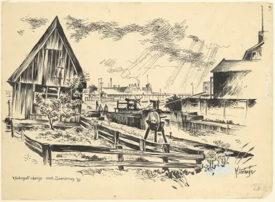 Gezicht Op Het Mallegatsluisje Op De Achtergrond De Zaanbrug