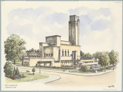 Gezicht Op Het Raadhuis Van Hilversum